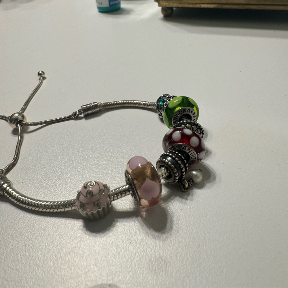 Pandora Snake Chain Slider Bracelet with Charms